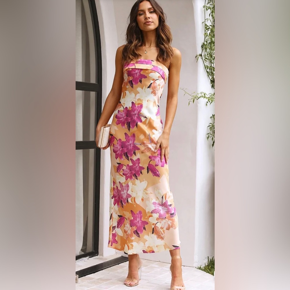 Floral satin maxi